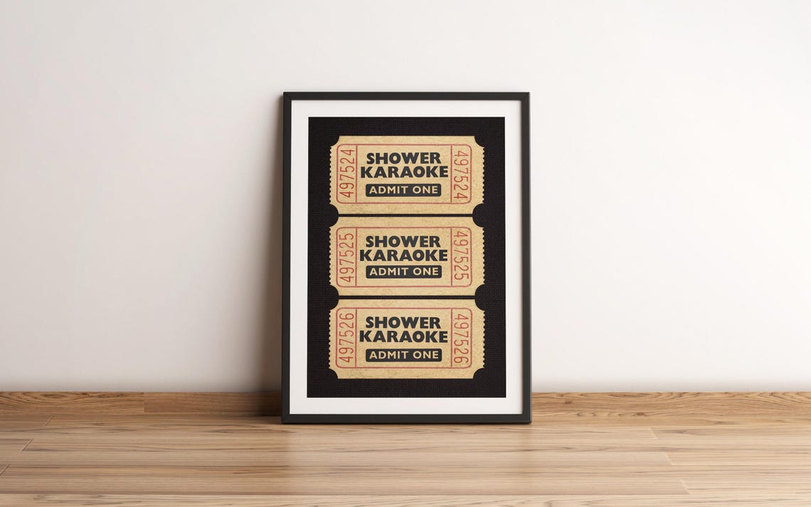 Shower Karaoke Admit One Funny Vintage Ticket Stub Trio Poster - Image 4