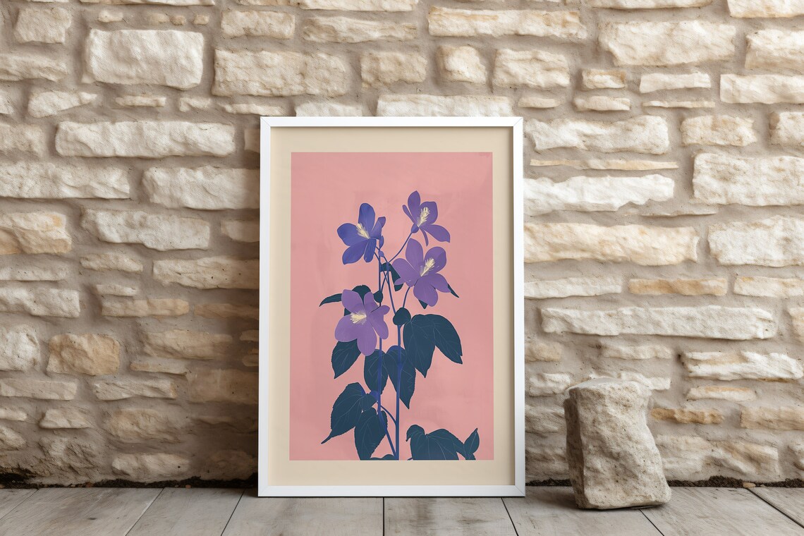 February Birth Flower Violet Floral Painting Art Print - Image 3
