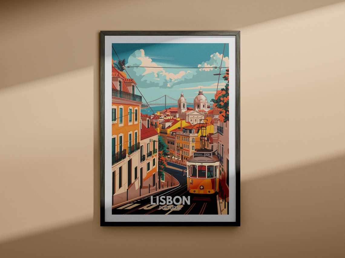 Lisbon Travel Print Portugal Lisbon Travel Poster Portugal Travel Poster Portugal Cityscape Wall Art Unique City Decor - Image 3