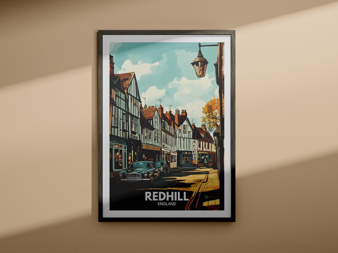 Redhill Travel Print England Redhill Travel Poster England Travel Poster United Kingdom Wall Art British Art Decor - Image 3
