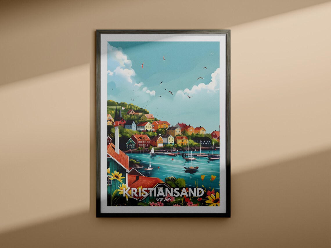 Kristiansand Print Norway Kristiansand Travel Poster Norway Travel Poster Norway Cityscape Wall Art Unique City Decor - Image 3