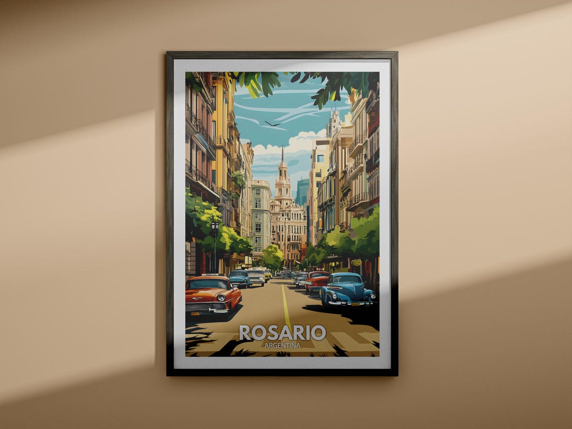 Rosario Travel Print Argentina Rosario Travel Poster Argentina Travel Poster Argentina Cityscape Wall Art Unique City Art Decor - Image 3