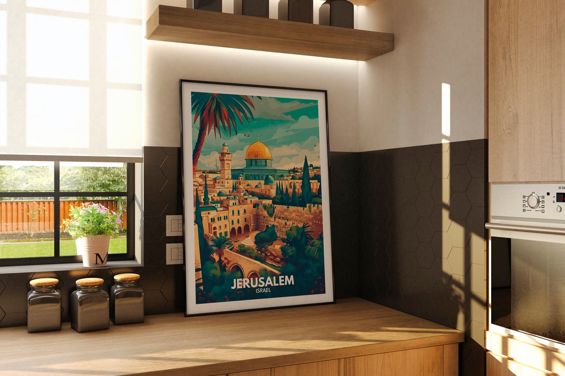 Jerusalem Travel Print Israel Jerusalem Travel Poster Israel Travel Poster Israel Cityscape Wall Art Unique City Art Decor - Image 2