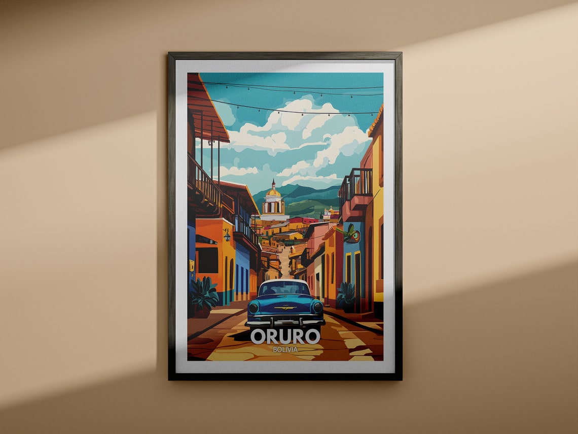 Oruro Travel Print Bolivia Oruro Travel Poster Bolivia Travel Poster Bolivia Cityscape Wall Art Unique City Art Decor - Image 3