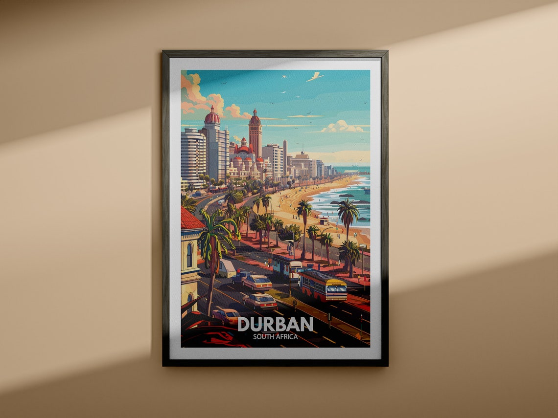 Durban Print South Africa Durban Travel Poster South Africa Travel Poster South Africa Cityscape Wall Art Unique City Decor - Image 3