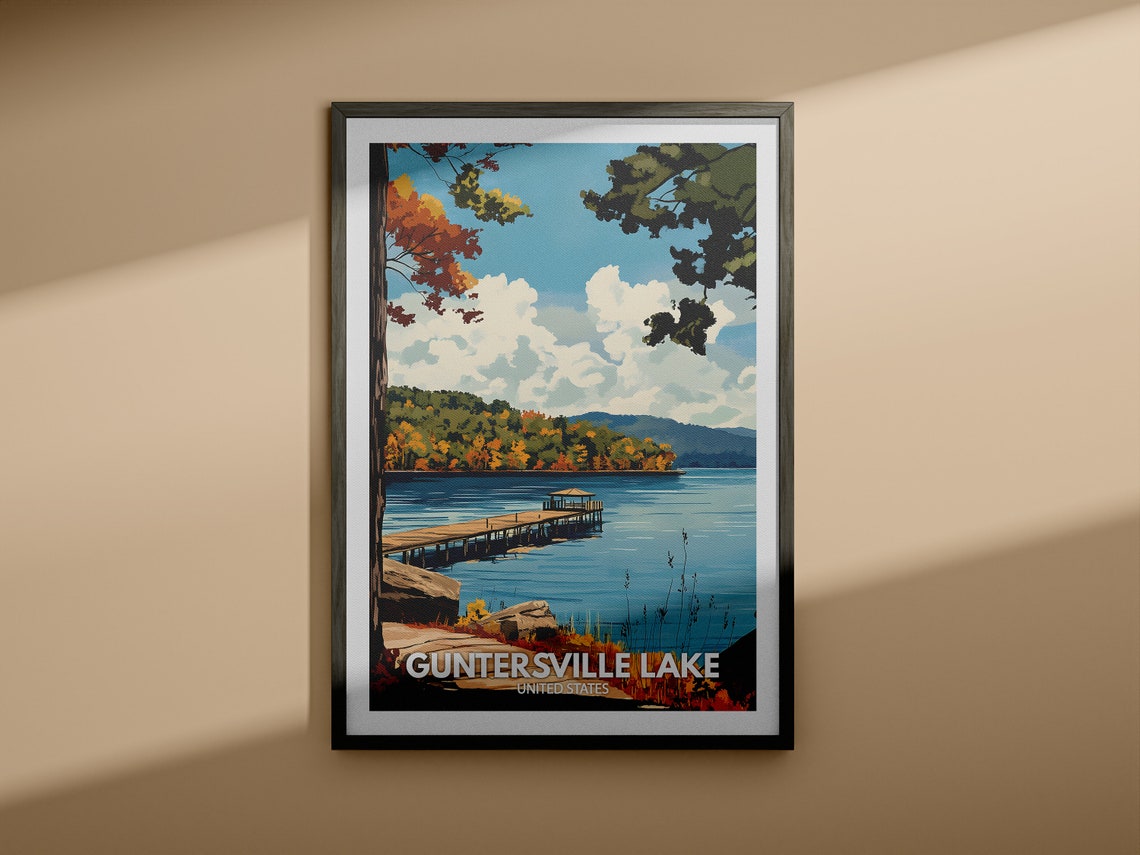 Guntersville Lake Print United States Guntersville Lake Poster United States Travel Poster Lake View Art Decor Holiday Poster - Image 3