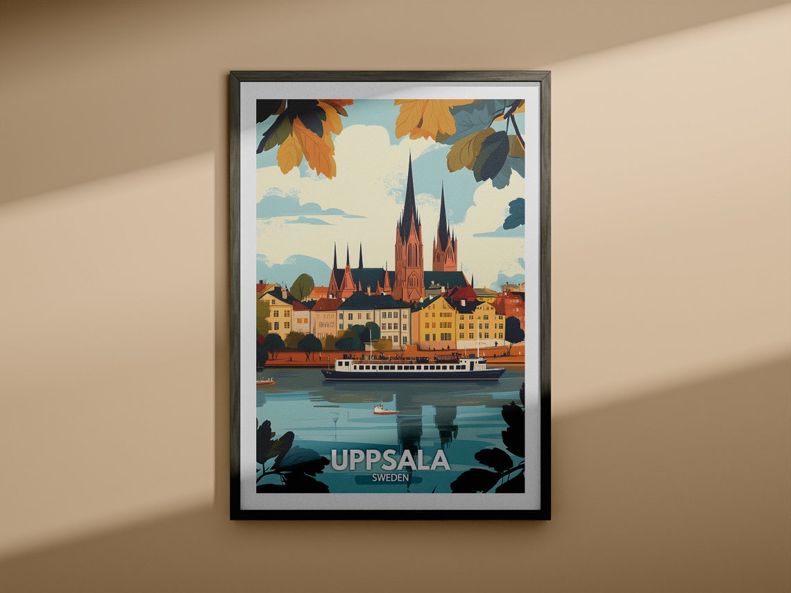 Uppsala Travel Print Sweden Uppsala Travel Poster Sweden Travel Poster Sweden Cityscape Wall Art Unique City Art Decor - Image 3