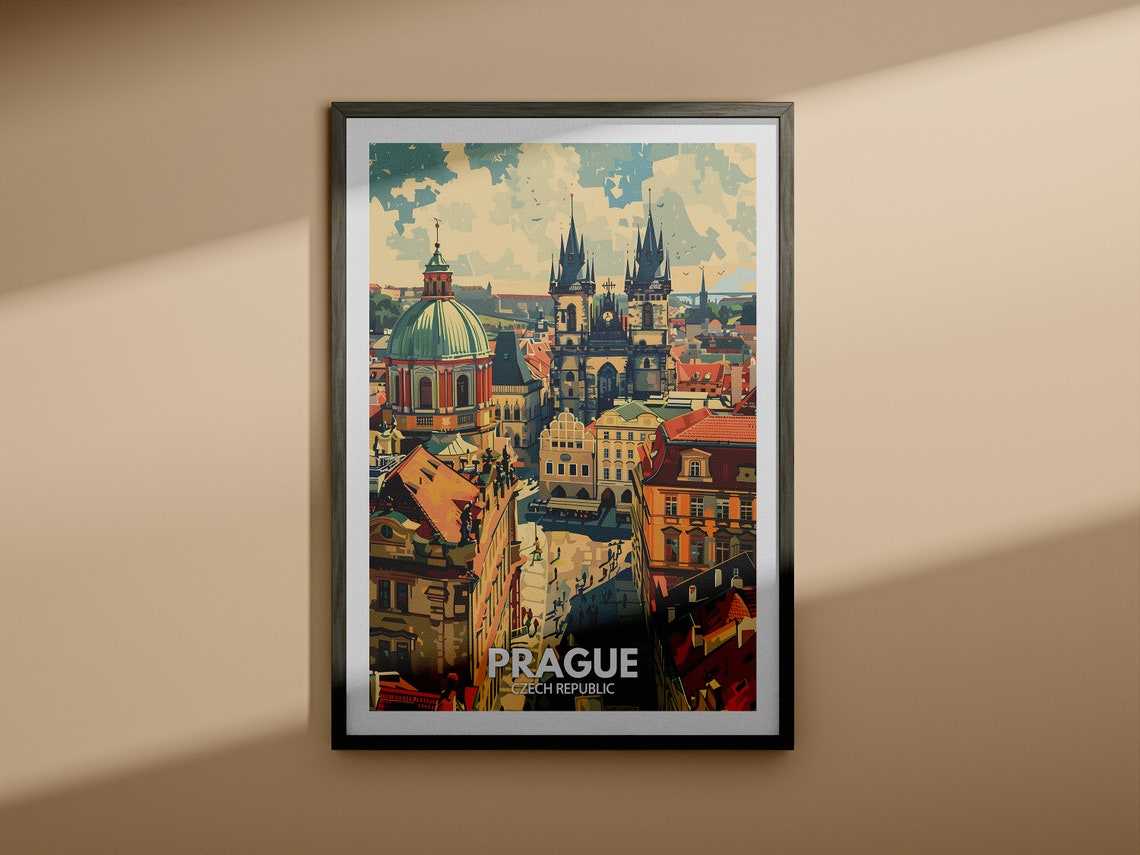 Prague Travel Print Czech Republic Prague Travel Poster Czech Republic Travel Poster Czech Republic Cityscape Wall Unique City Decor - Image 3