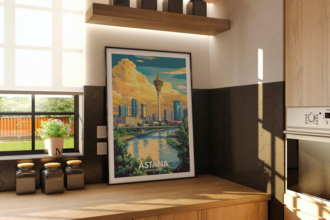 Astana Travel Print Kazakhstan Astana Travel Poster Kazakhstan Travel Poster Kazakhstan Cityscape Wall Art Unique City Art Decor - Image 2