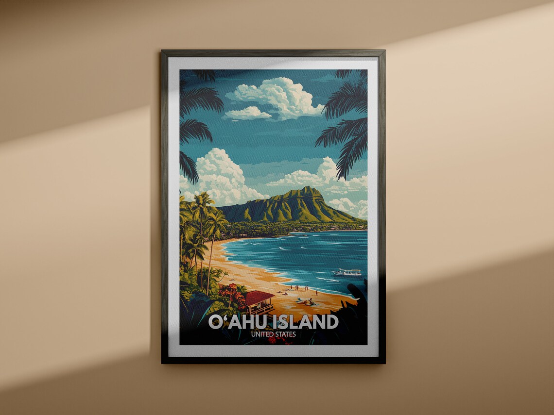 Oahu Island Travel Poster, Seaside Decor - Image 3