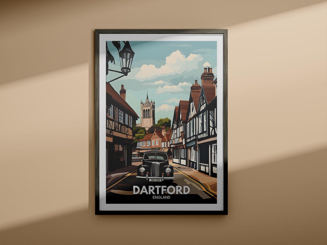 Dartford Travel Print England Dartford Travel Poster England Travel Poster United Kingdom Wall Art British Art Decor - Image 3