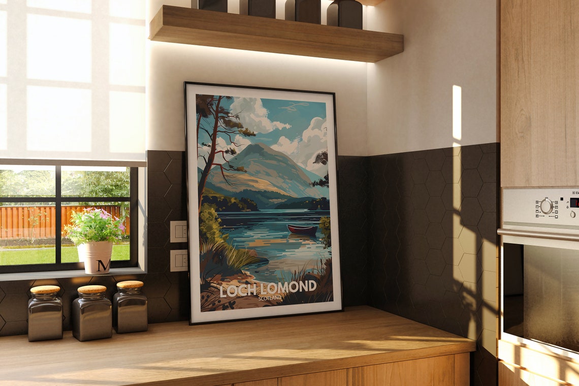 Loch Lomond Print Scotland Loch Lomond Poster Scotland Travel Poster Natural Lake Wall Art Lake View Art Decor Holiday Poster - Image 2