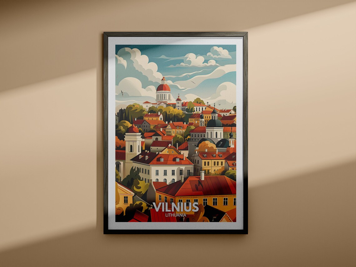Vilnius Travel Poster, Lithuania Cityscape - Image 3