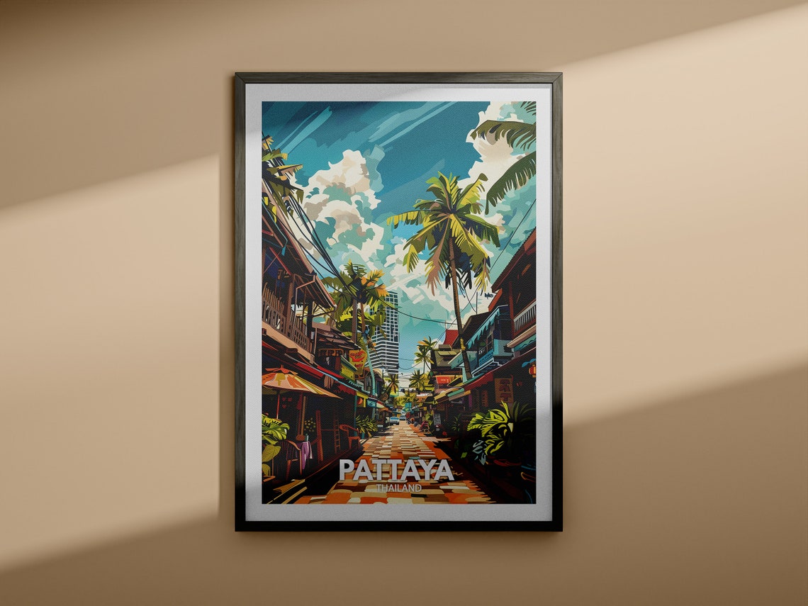 Pattaya Print Thailand Pattaya Travel Poster Thailand Travel Poster Thailand Cityscape Wall Art Unique City Decor - Image 3