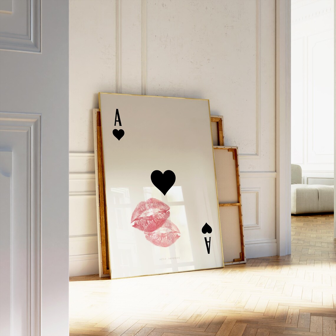 Ace of Hearts Lipstick Kiss Retro Playing Card Coquette Wall Art - Image 3