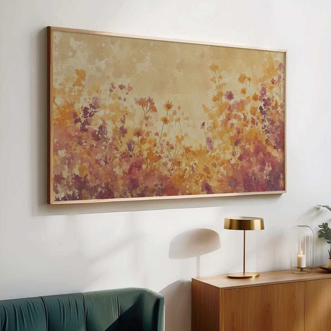 Golden Wildflower Meadow Rustic Watercolor Botanical Art Poster - Image 3