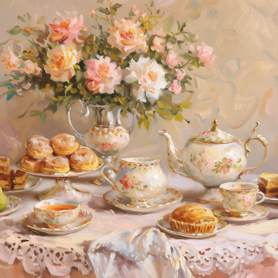 Elegant Afternoon Tea Frame Tv Art Refined Delicate Tea Scene Screensaver For Traditional Or Victorian Decor - Image 4