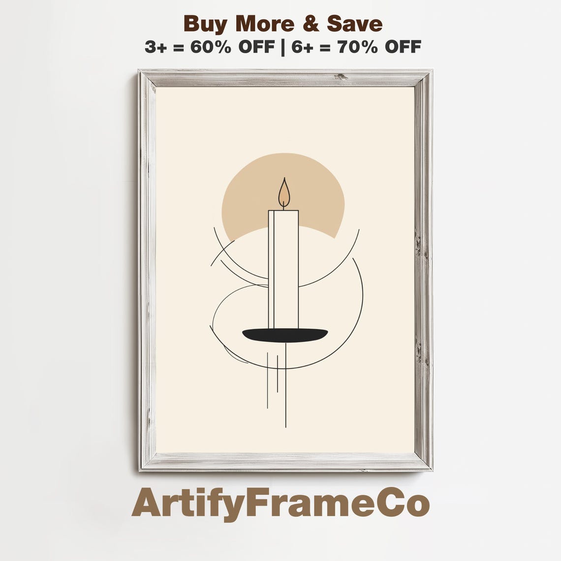 Glowing Candle Minimalist Line Art Abstract Winter Glow Poster