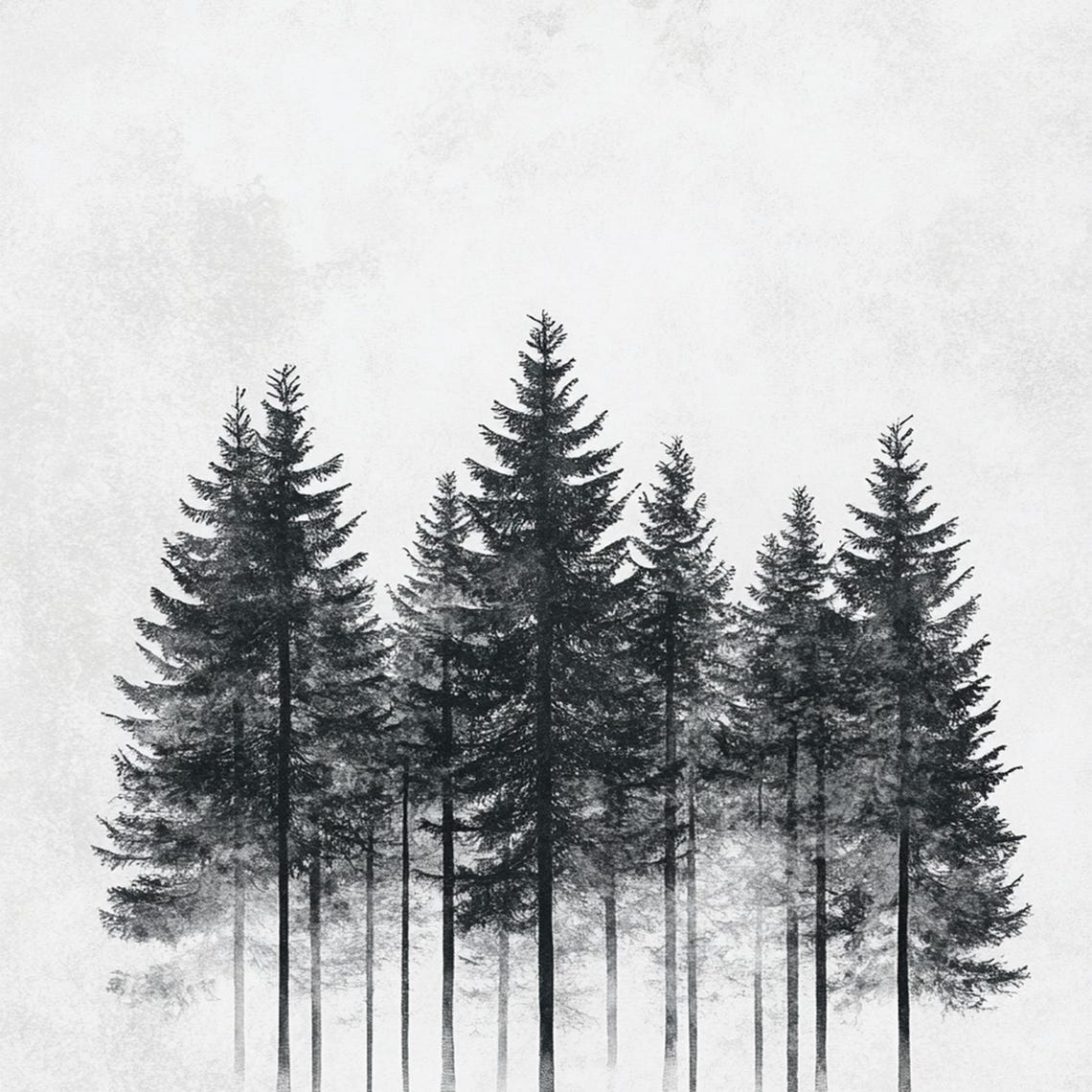 Snowy Pine Forest In Mist Soft Monochrome Winter Scene Poster - Image 4