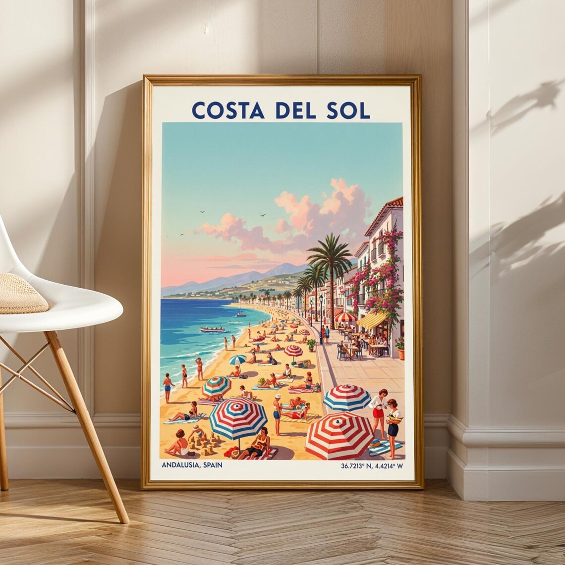 Costa Del Sol Vintage Travel Poster, Coastal Decor
