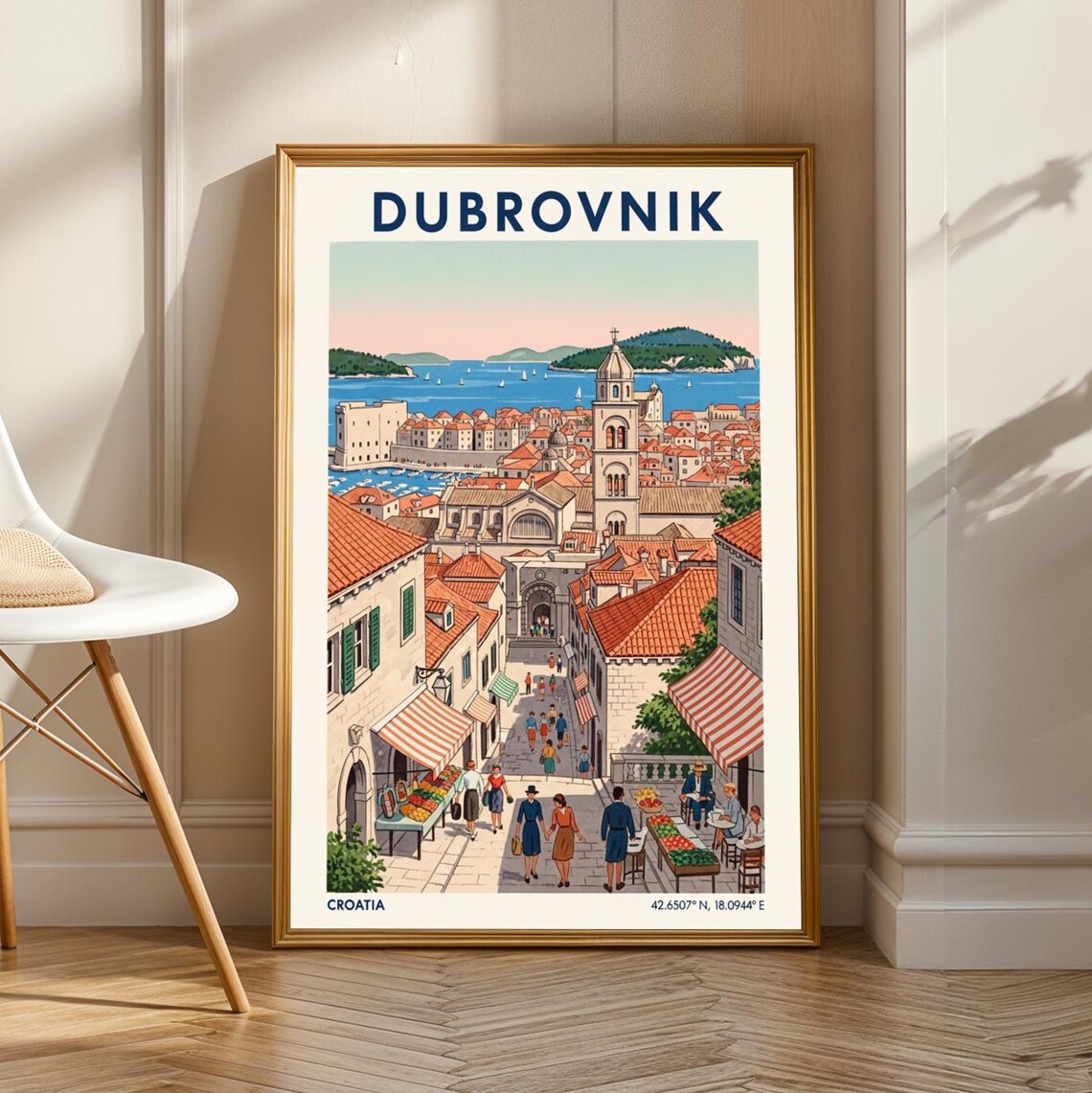 Dubrovnik Adriatic Sea Vintage Travel Poster