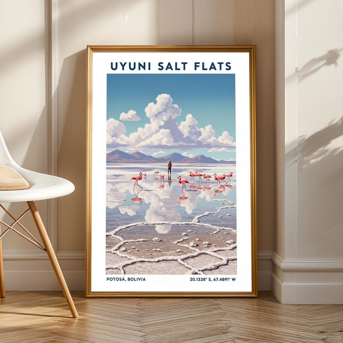 Uyuni Salt Flats Travel Poster, Bolivia Landscape