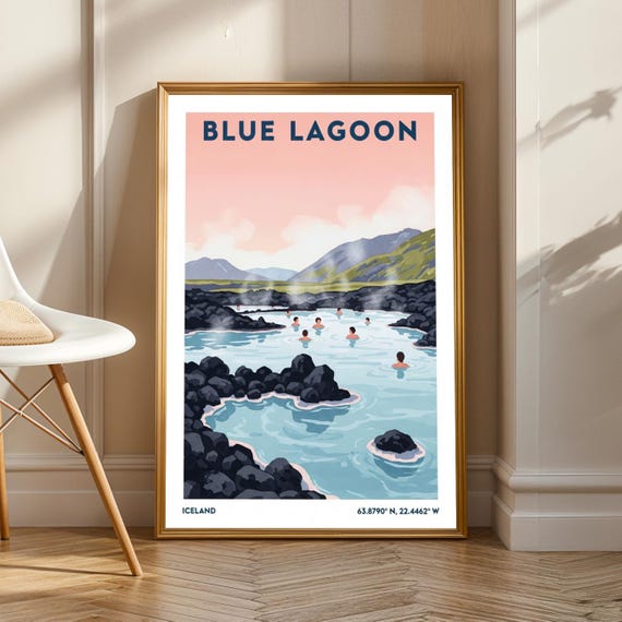 Iceland Blue Lagoon Scandinavian Style Travel Poster