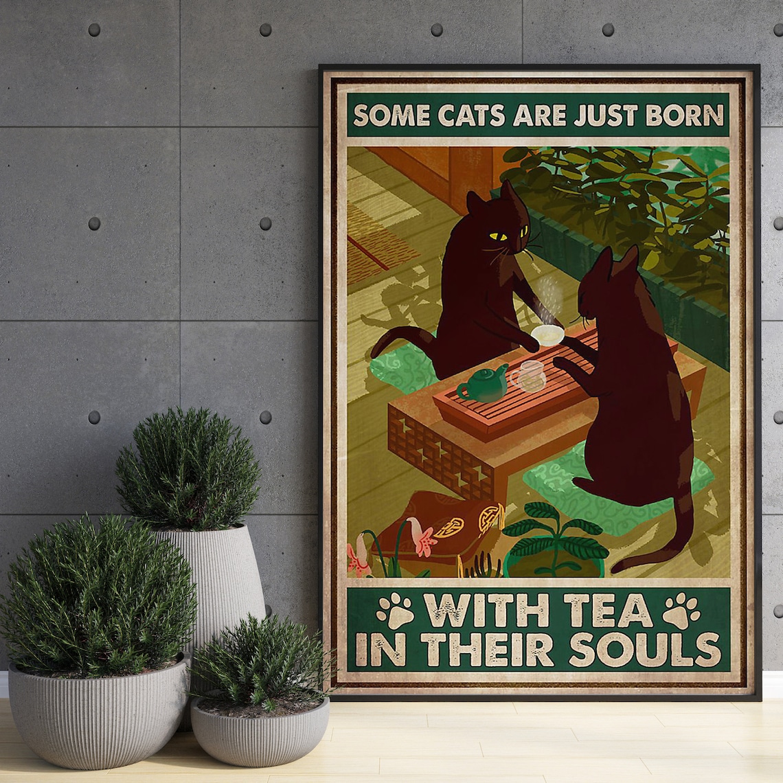 Cats Drinking Tea, Tea Lover Gift Poster Print - Image 3