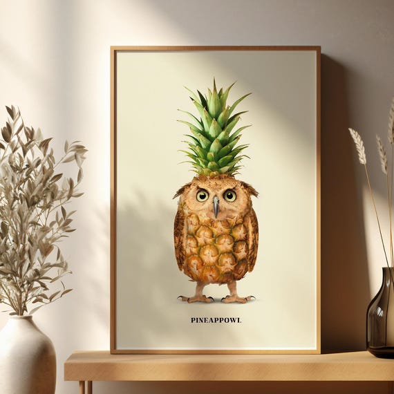 Pineappowl Funny Art Print Owl Pineapple Hybrid Dorm Decor Png Files