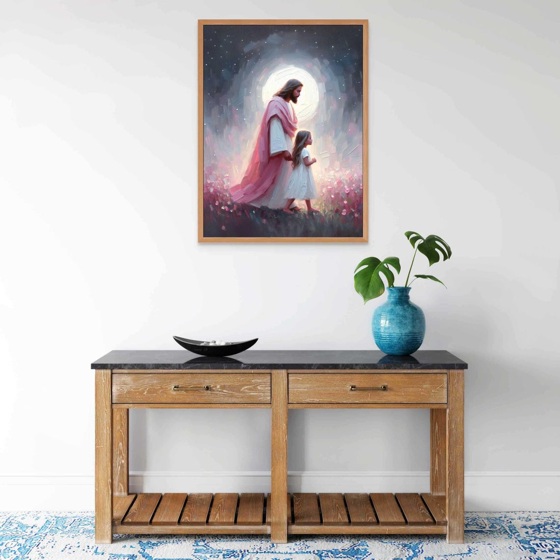 A Calm Evening Modern Christian Art Jesus With Girl Jesus Prints Lds Painting Bible Art Jesus And Kids Christian Painting Jesus Art - Image 6