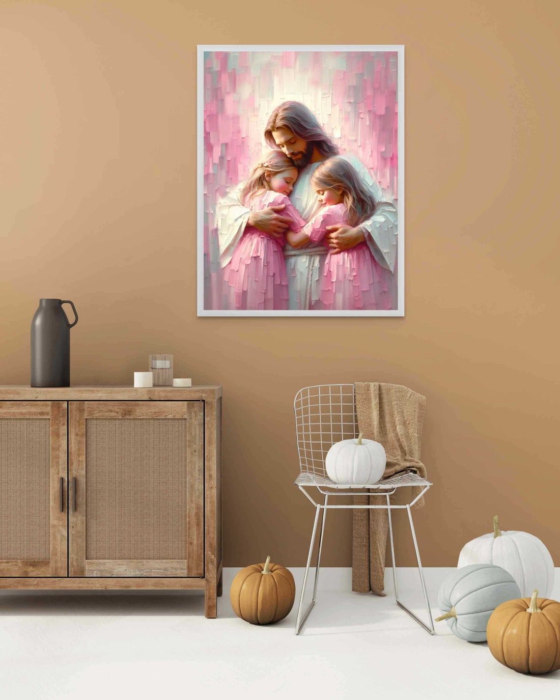 Love For Jesus Christian Painting Jesus Hugging Girls Picture Of Christ Lds Art Bible Wall Art Jesus With Children Jesus And Girl Art - Image 2