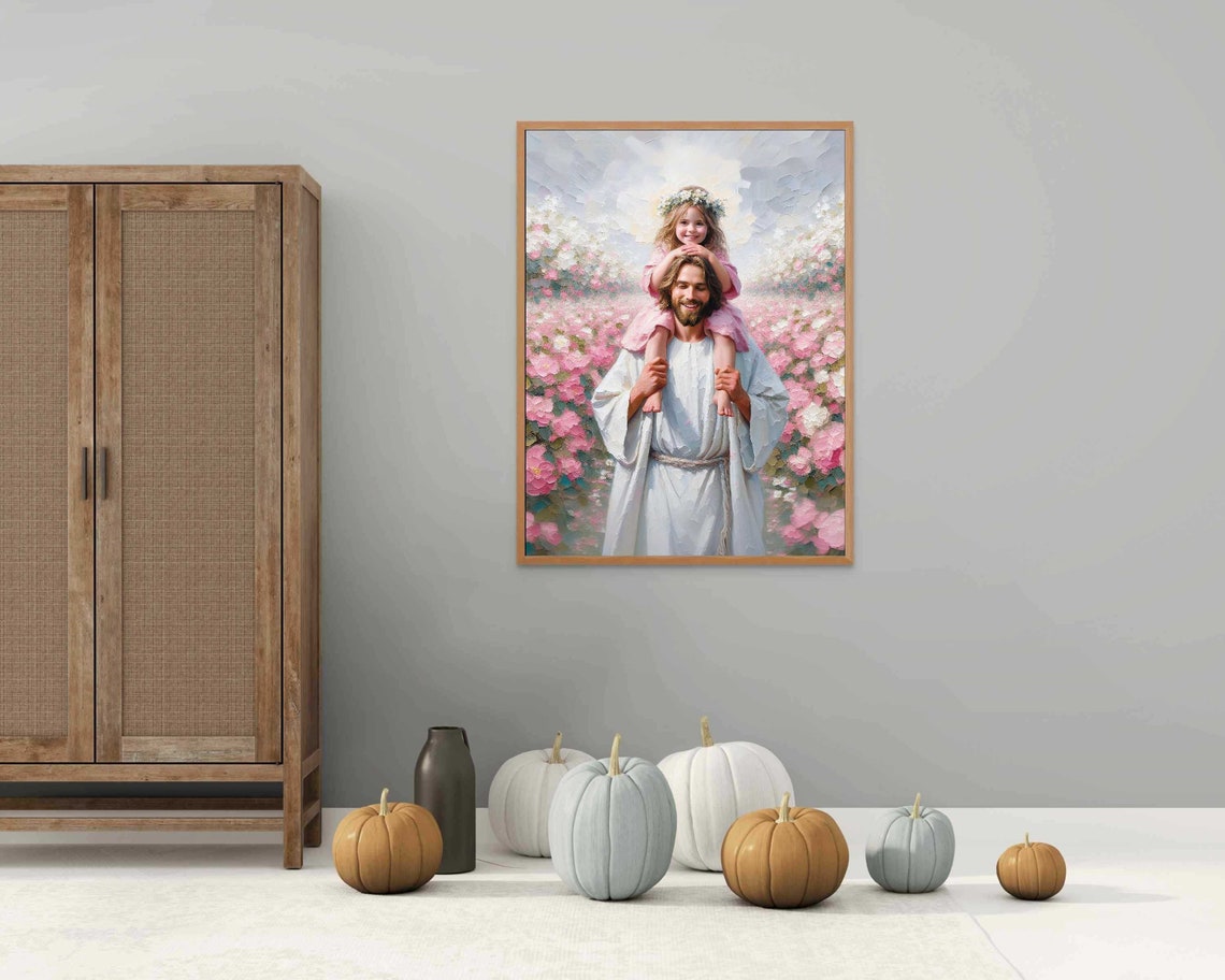 Smiles And Faith Christian Painting Jesus And Girl Jesus With Children Jesus Art Lds Art Bible Painting Christian Wall Art - Image 2