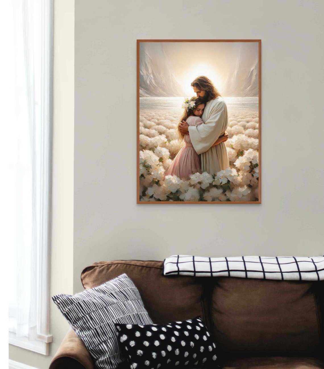 Embracing Faith Christian Art Jesus Hugs Girl Jesus Painting Lds Art Bible Wall Art Christian Women Prints Jesus - Image 4