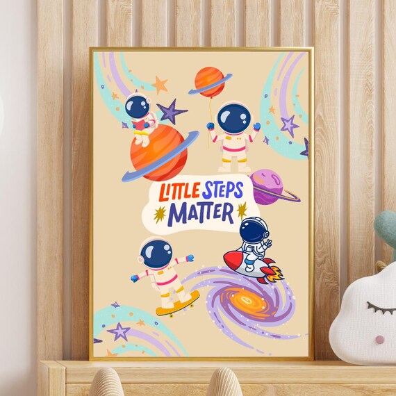 Little Steps Matter Astronaut Space Nursery Kids Room Wall Art