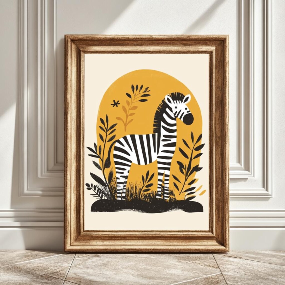 Zebra Boho Abstract Art Print, Modern Animal Artwork
