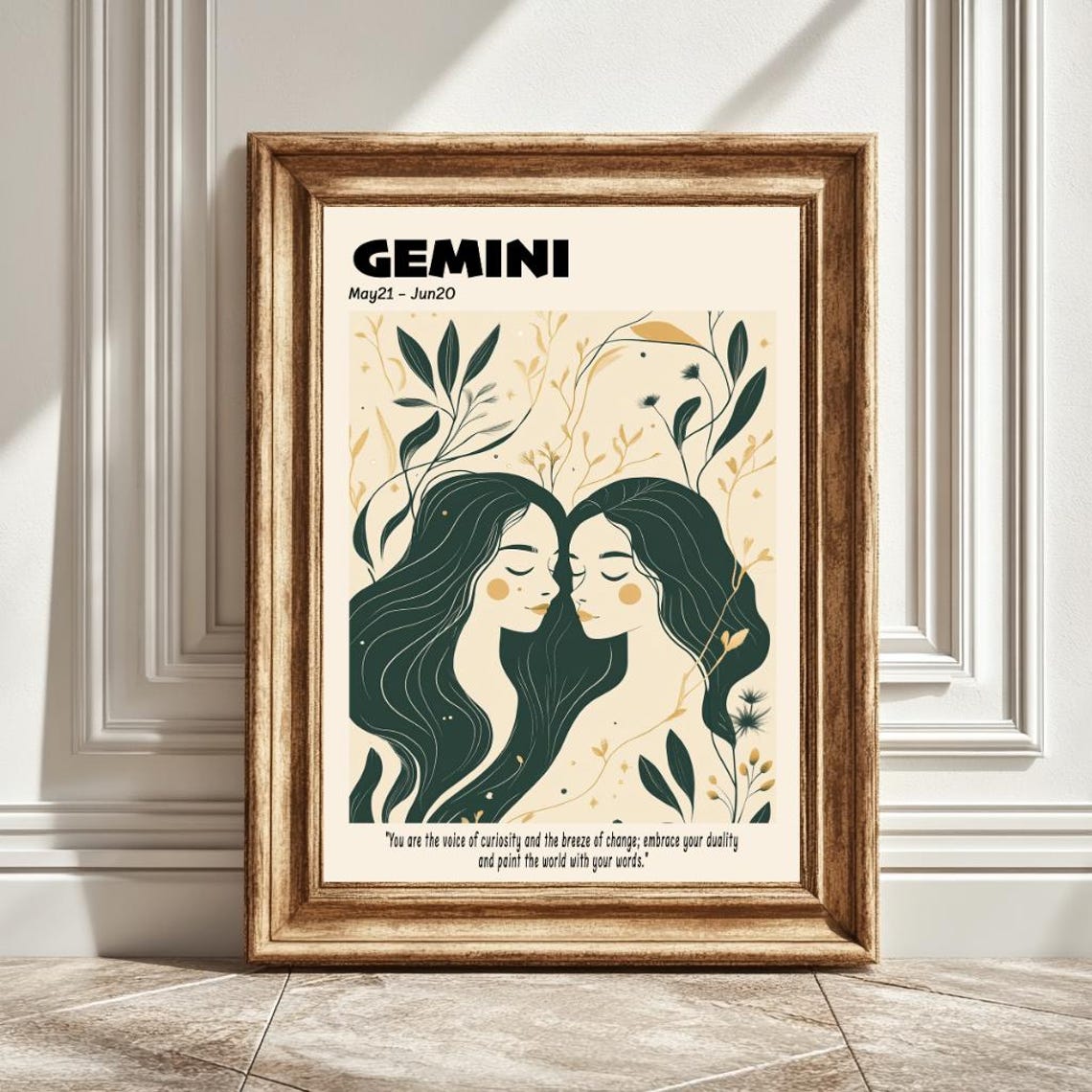 Gemini Astrology Art Print, Horoscope Decor