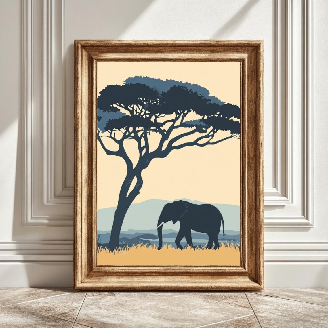 African Elephant Art Print, Minimalist Safari Decor