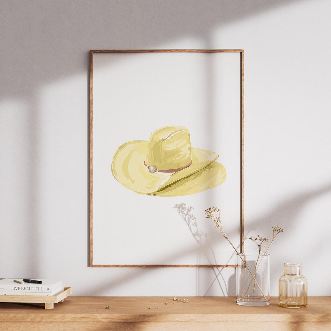 Yellow Cowboy Hat Watercolor Western Fashion Painting Poster