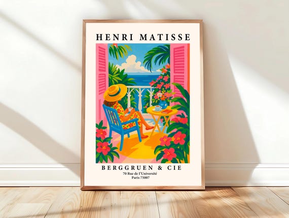 Matisse Wall Art Coastal Cowgirl Print Woman On A Balcony Pink Dopamine Decor