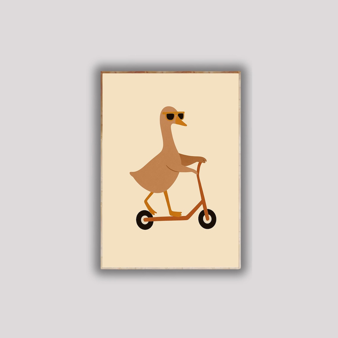 Cool Goose Riding Scooter Sunglasses Funny Quirky Bird Wall Poster