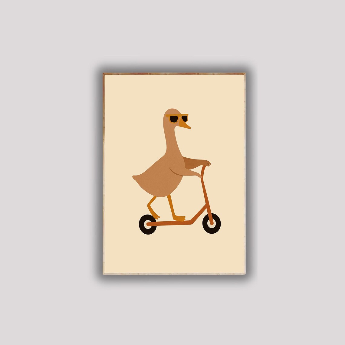 Goose On Scooter Poster Funny Animal Wall Art Quirky Print Whimsical Decor For Lovers Unique Pet Gift