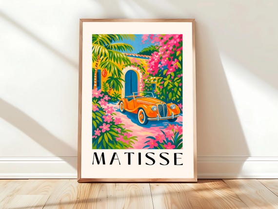 Vintage Car Poster Preppy Wall Art Retro Home Decor Matisse Print Maximalist
