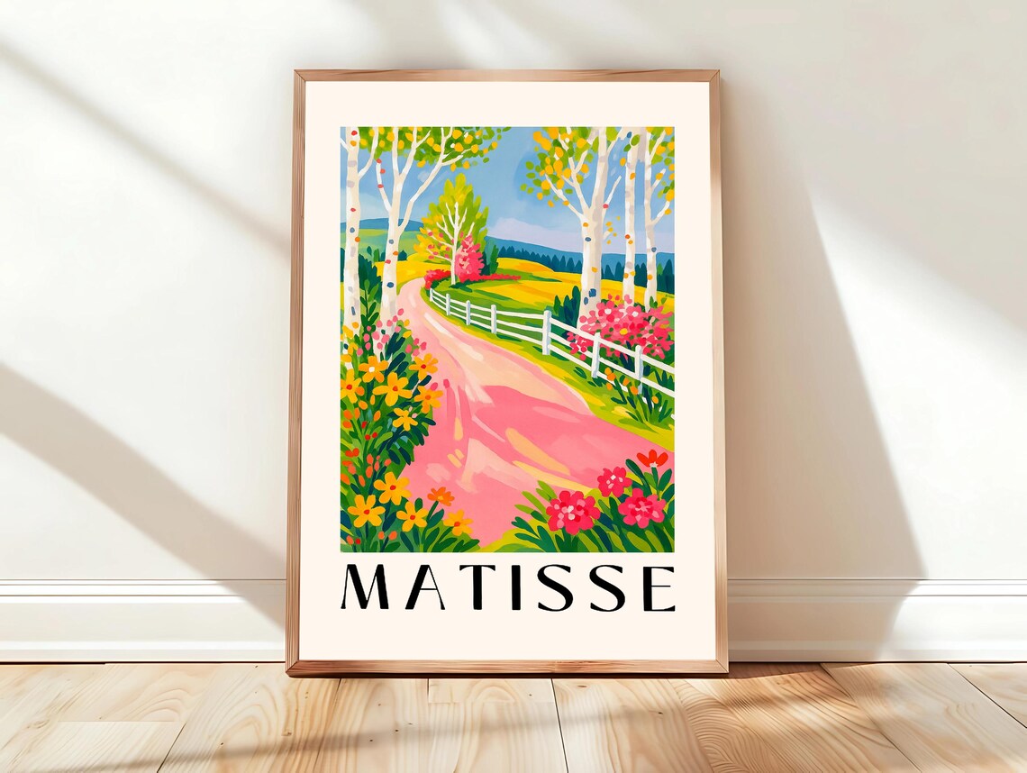 Matisse Birch Trees Along a Country Path Watercolor Style Poster