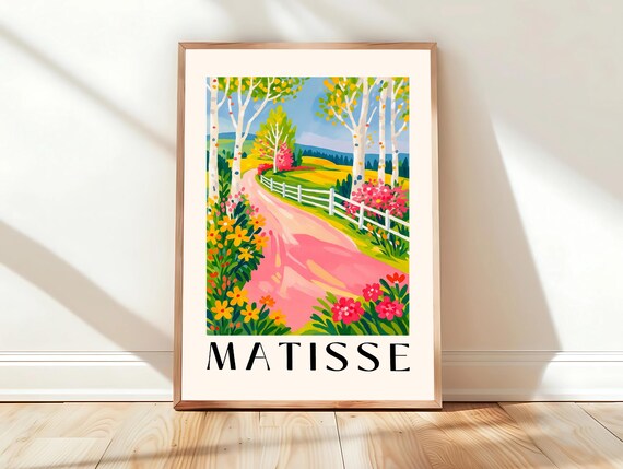 Matisse Birch Trees Along a Country Path Watercolor Style Poster