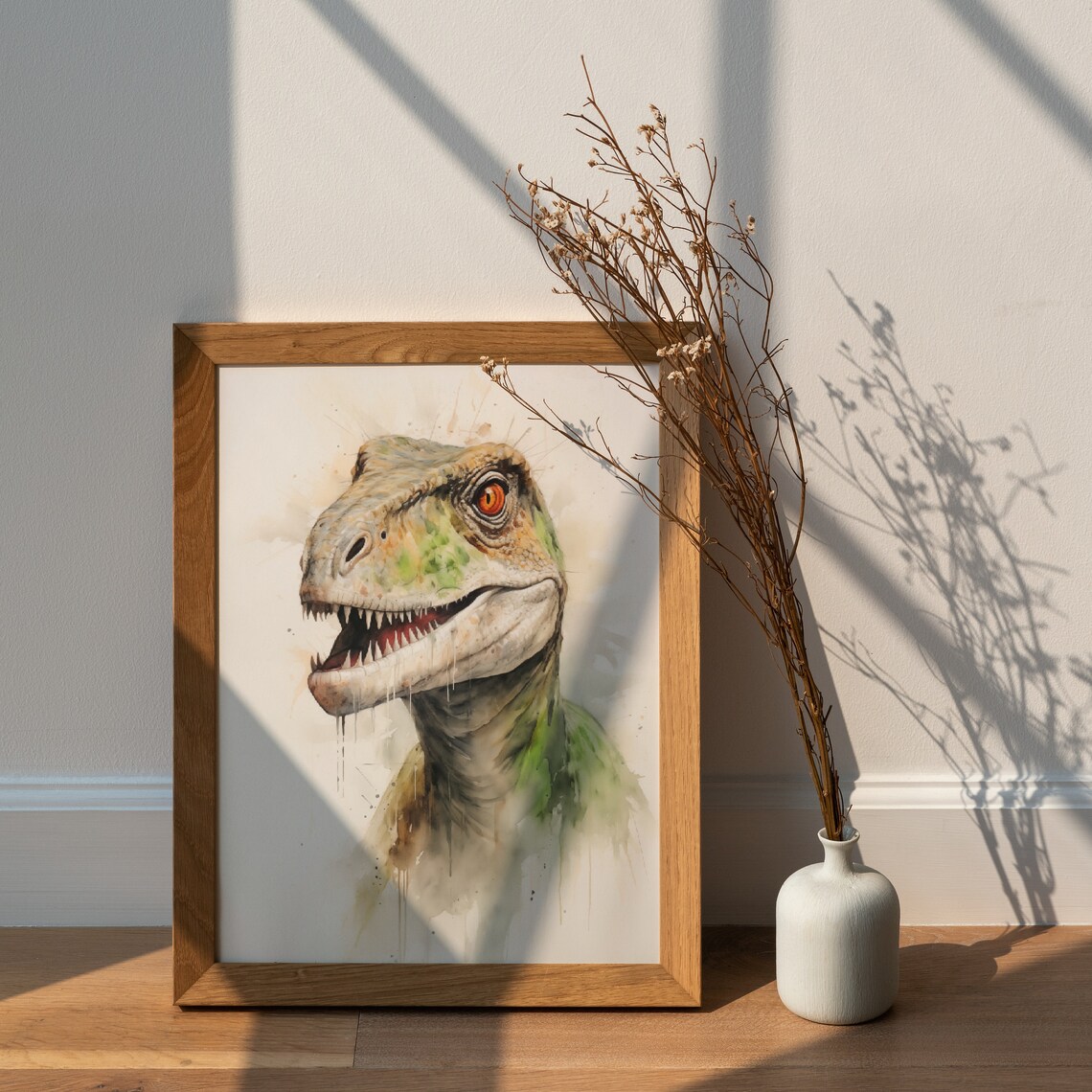 Tyrannosaurus Rex Head Watercolor Prehistoric Dinosaur Poster - Image 2