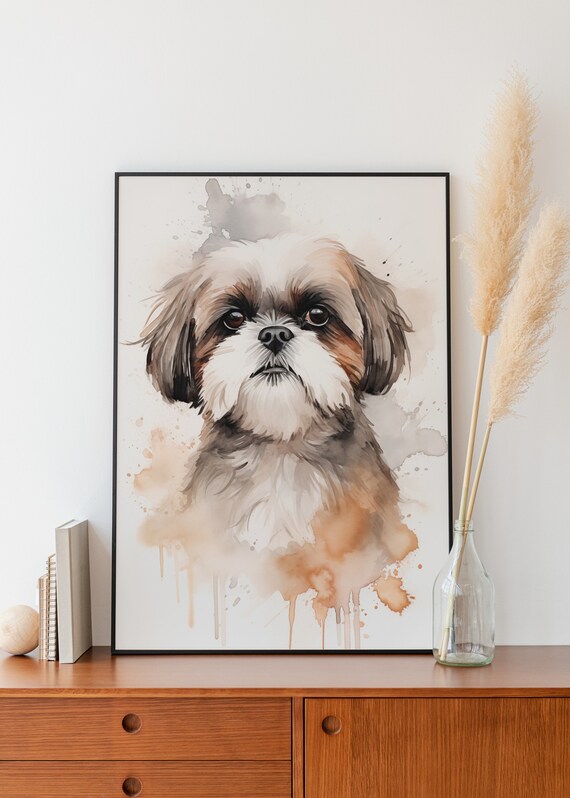 Shih Tzu Wall Art Watercolor Shih Tzu Wall Decor For Dog Lover Poster Shih Tzu Adorable Dog Poster For Kids Room Cute Dog Wall Art Shih Tzu