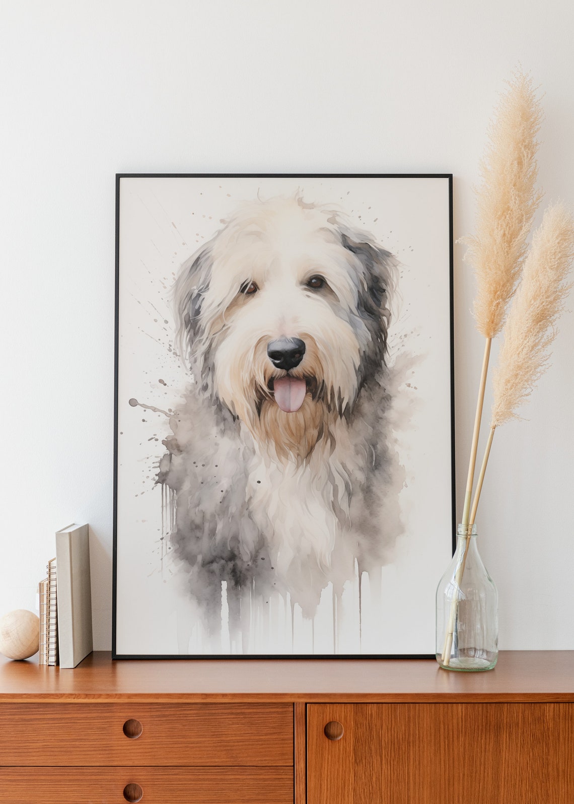 English Sheepdog Wall Decor Watercolor English Sheepdog Wall Art For Pet Lover Dog Art Kids Room Sheepdog Wall Decor Art