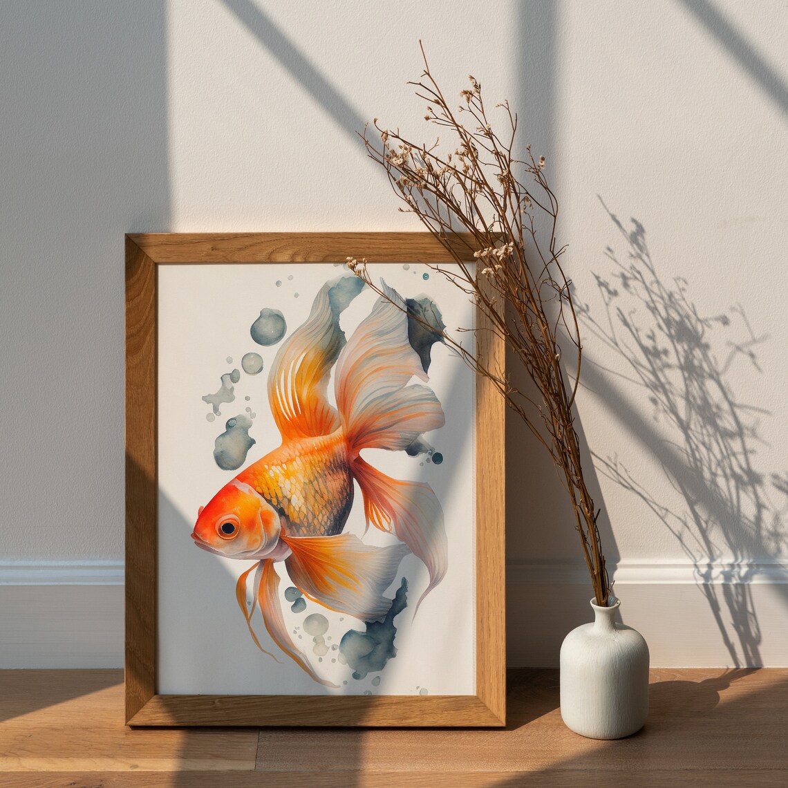 Watercolor Goldfish Wall Art Goldfish Wall Decor Childrens Room Cute Wall Art Goldfish Watercolor Animal Art Cute Goldfish Art - Image 2