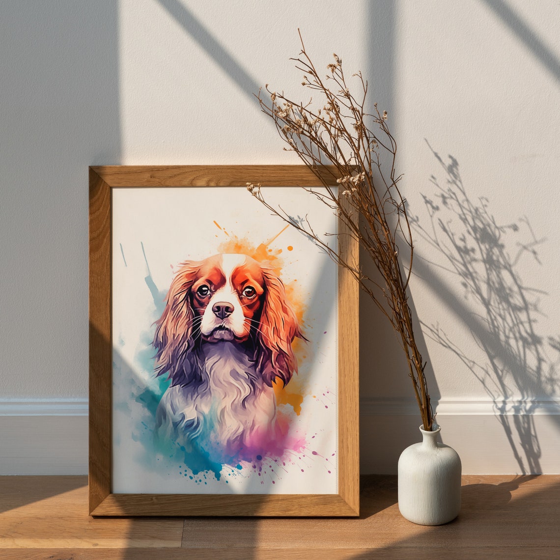 Cavalier King Charles Spaniel Watercolor Portrait Art Poster - Image 2