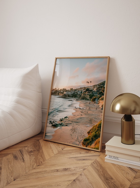 Laguna Beach Sunset Coastal Photography Beach Houses Art Poster